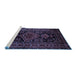 Sideview of Machine Washable Persian Blue Traditional Rug, wshtr220blu