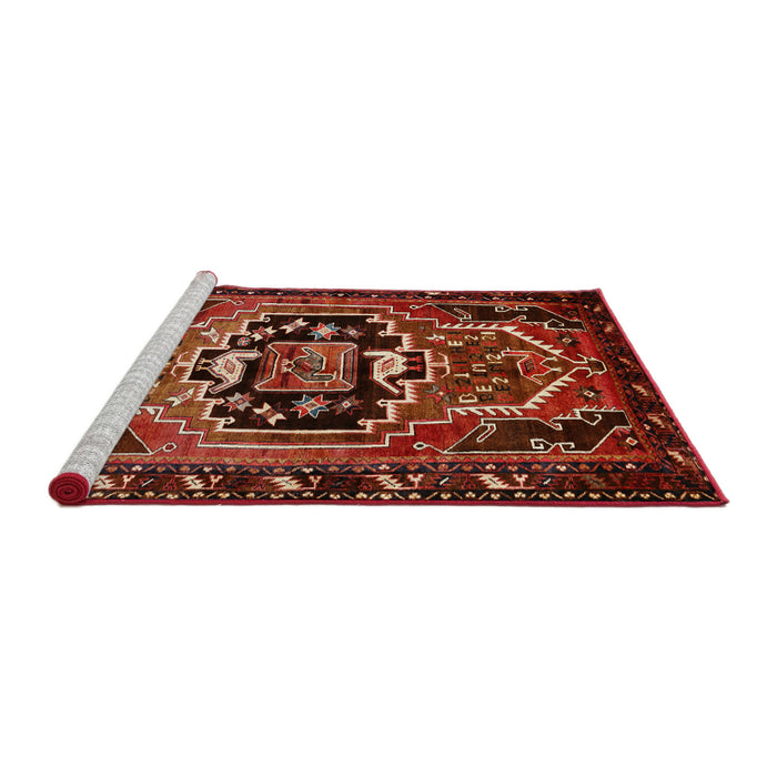 Sideview of Machine Washable Traditional Crimson Red Rug, wshtr221