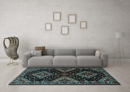 Machine Washable Persian Light Blue Traditional Rug in a Living Room, wshtr2210lblu