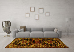 Machine Washable Persian Yellow Traditional Rug in a Living Room, wshtr2210yw