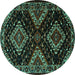 Round Machine Washable Persian Turquoise Traditional Area Rugs, wshtr2210turq