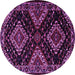 Round Machine Washable Persian Purple Traditional Area Rugs, wshtr2210pur