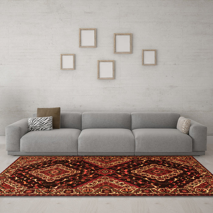 Machine Washable Persian Orange Traditional Area Rugs in a Living Room, wshtr2210org