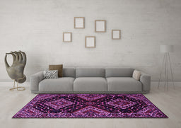 Machine Washable Persian Purple Traditional Area Rugs in a Living Room, wshtr2210pur
