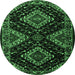 Round Persian Emerald Green Traditional Rug, tr2210emgrn