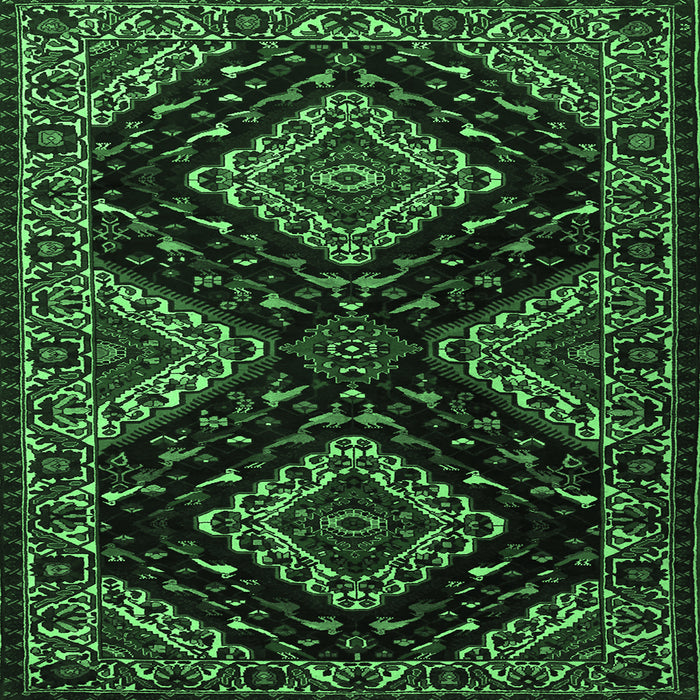 Square Machine Washable Persian Emerald Green Traditional Area Rugs, wshtr2210emgrn