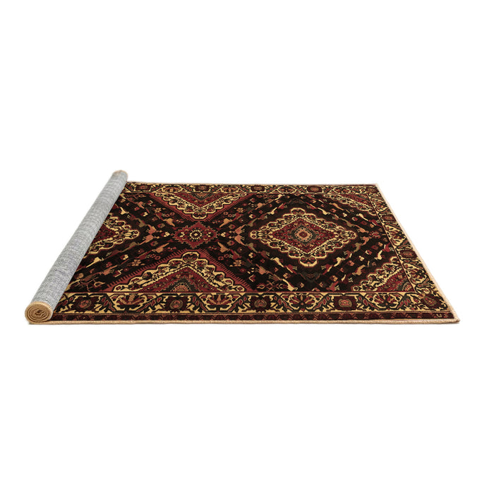 Sideview of Machine Washable Persian Brown Traditional Rug, wshtr2210brn