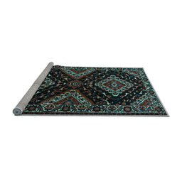 Sideview of Machine Washable Persian Light Blue Traditional Rug, wshtr2210lblu