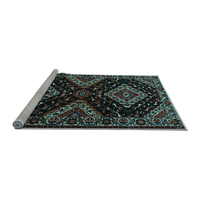 Sideview of Machine Washable Persian Light Blue Traditional Rug, wshtr2210lblu