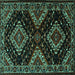 Square Machine Washable Persian Turquoise Traditional Area Rugs, wshtr2210turq