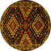 Round Persian Yellow Traditional Rug, tr2210yw