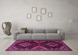 Machine Washable Persian Pink Traditional Rug in a Living Room, wshtr2210pnk