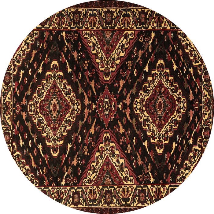 Round Machine Washable Persian Brown Traditional Rug, wshtr2210brn