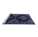 Sideview of Machine Washable Persian Blue Traditional Rug, wshtr2210blu