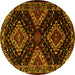 Round Machine Washable Persian Yellow Traditional Rug, wshtr2210yw