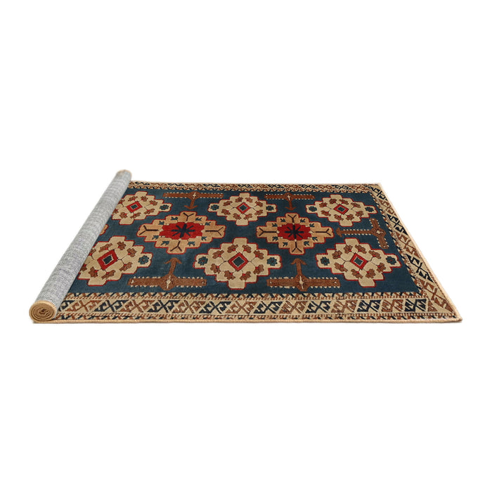 Sideview of Machine Washable Traditional Orange Brown Rug, wshtr2211