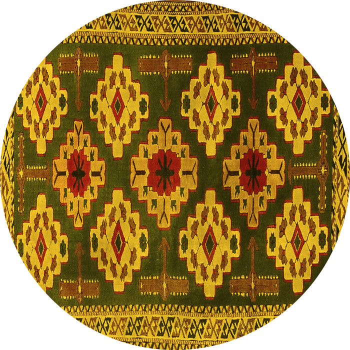 Round Persian Yellow Traditional Rug, tr2211yw