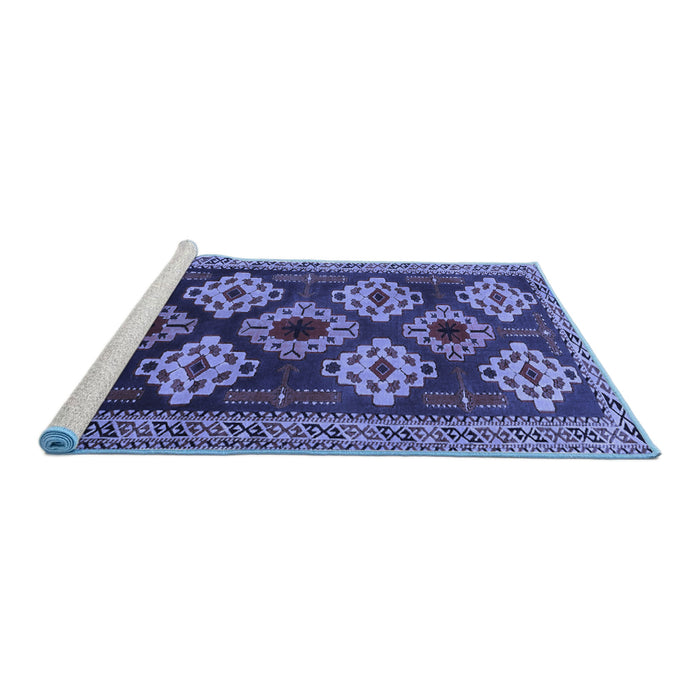 Sideview of Machine Washable Persian Blue Traditional Rug, wshtr2211blu