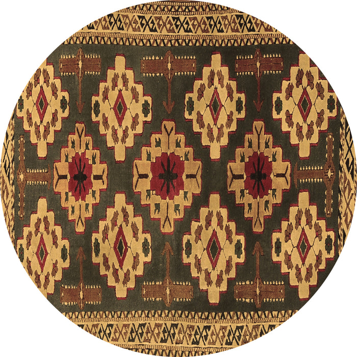 Round Machine Washable Persian Brown Traditional Rug, wshtr2211brn