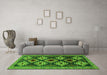 Machine Washable Persian Green Traditional Area Rugs in a Living Room,, wshtr2211grn