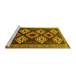 Sideview of Machine Washable Persian Yellow Traditional Rug, wshtr2211yw