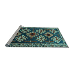Sideview of Machine Washable Persian Light Blue Traditional Rug, wshtr2211lblu