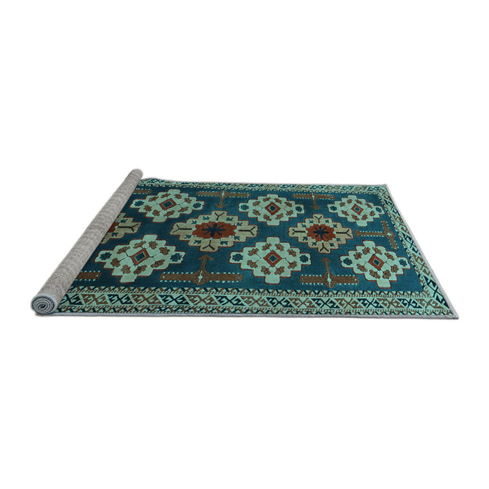 Sideview of Machine Washable Persian Light Blue Traditional Rug, wshtr2211lblu