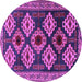 Round Machine Washable Persian Purple Traditional Area Rugs, wshtr2211pur