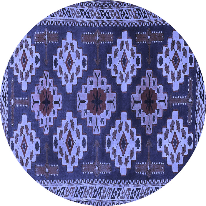 Round Machine Washable Persian Blue Traditional Rug, wshtr2211blu