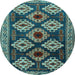 Round Persian Light Blue Traditional Rug, tr2211lblu