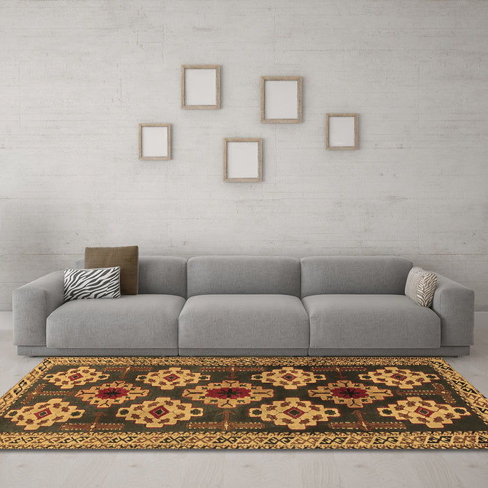 Machine Washable Persian Brown Traditional Rug in a Living Room,, wshtr2211brn