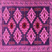 Square Machine Washable Persian Pink Traditional Rug, wshtr2211pnk