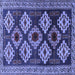 Square Machine Washable Persian Blue Traditional Rug, wshtr2211blu