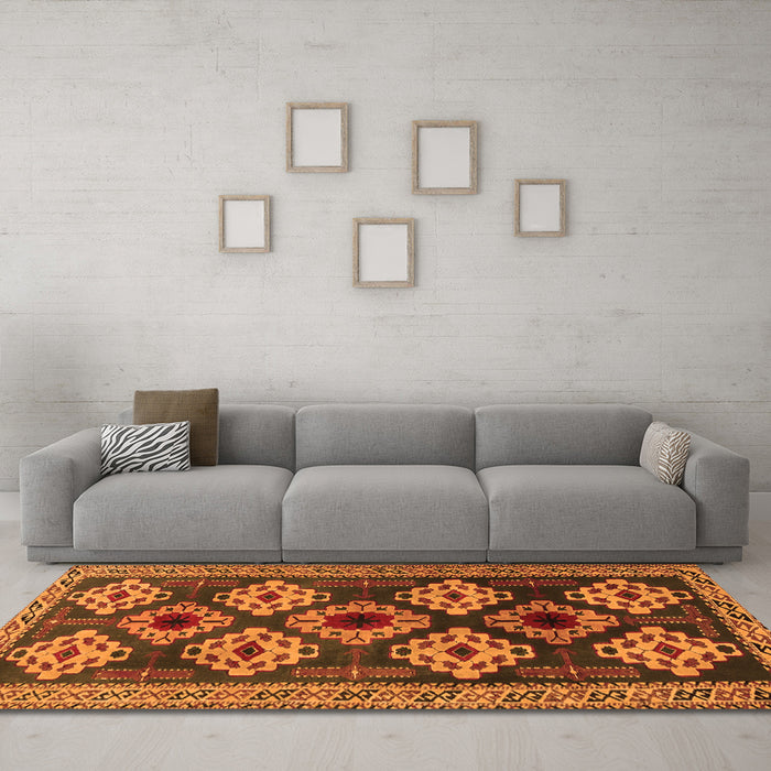 Machine Washable Persian Orange Traditional Area Rugs in a Living Room, wshtr2211org