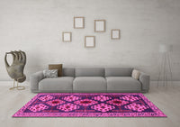 Machine Washable Persian Pink Traditional Rug, wshtr2211pnk