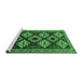 Sideview of Machine Washable Persian Emerald Green Traditional Area Rugs, wshtr2211emgrn