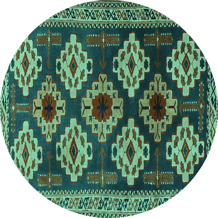 Round Persian Turquoise Traditional Rug, tr2211turq