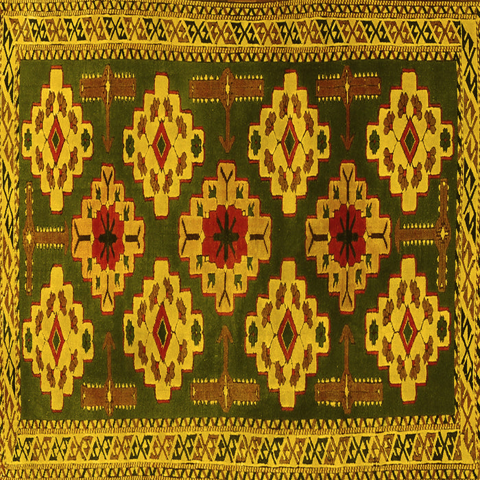 Square Machine Washable Persian Yellow Traditional Rug, wshtr2211yw