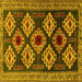 Square Machine Washable Persian Yellow Traditional Rug, wshtr2211yw