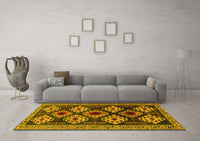 Machine Washable Persian Yellow Traditional Rug, wshtr2211yw