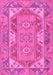 Machine Washable Oriental Pink Traditional Rug, wshtr2212pnk