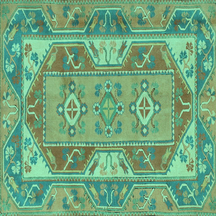 Square Machine Washable Oriental Turquoise Traditional Area Rugs, wshtr2212turq