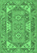 Machine Washable Oriental Emerald Green Traditional Area Rugs, wshtr2212emgrn