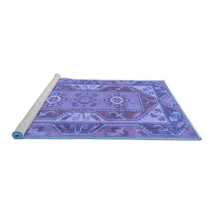 Sideview of Machine Washable Oriental Blue Traditional Rug, wshtr2212blu