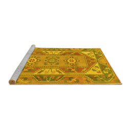 Sideview of Machine Washable Oriental Yellow Traditional Rug, wshtr2212yw