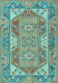 Oriental Light Blue Traditional Rug, tr2212lblu