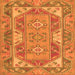 Round Machine Washable Oriental Orange Traditional Area Rugs, wshtr2212org