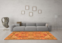 Machine Washable Oriental Orange Traditional Rug, wshtr2212org