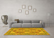 Machine Washable Oriental Yellow Traditional Rug in a Living Room, wshtr2212yw