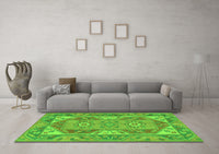 Machine Washable Oriental Green Traditional Rug, wshtr2212grn